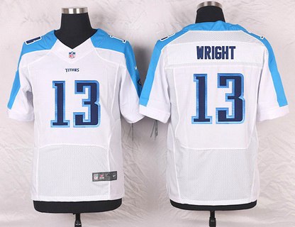 Men's Tennessee Titans #13 Kendall Wright White Road NFL Nike Elite Jersey