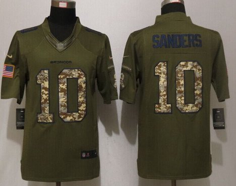 Men's Denver Broncos #10 Emmanuel Sanders Green Salute To Service 2015 NFL Nike Limited Jersey