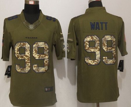 Men's Houston Texans #99 J.J. Watt Green Salute To Service 2015 NFL Nike Limited Jersey