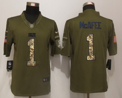 Men's Indianapolis Colts #1 Pat McAfee Green Salute To Service 2015 NFL Nike Limited Jersey