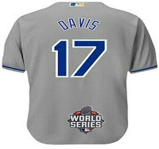 Men's Kansas City Royals #17 Wade Davis Gray Away Baseball Jersey With 2015 World Series Patch