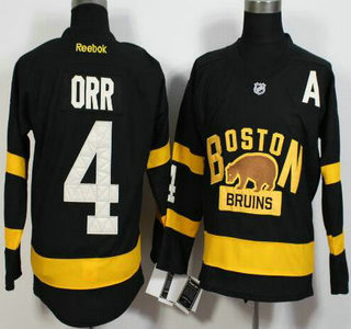 Men's Boston Bruins #4 Bobby Orr Reebok Black 2016 Winter Classic Premier Jersey