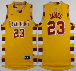 Men's Cleveland Cavaliers #23 LeBron James Revolution 30 Swingman 2015-16 Gold Jersey