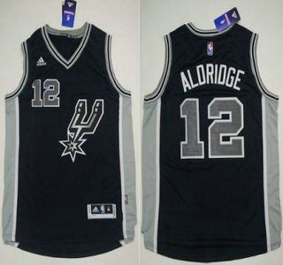 Men's San Antonio Spurs #12 LaMarcus Aldridge Revolution 30 Swingman 2015-16 New Black Jersey