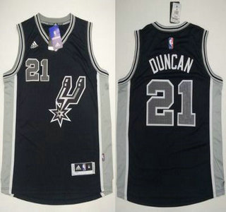 Men's San Antonio Spurs #21 Tim Duncan Revolution 30 Swingman 2015-16 New Black Jersey