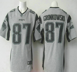 Men's New England Patriots #87 Rob Gronkowski Nike Gray Gridiron 2015 NFL Gray Limited Jersey