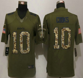 Men's New Orleans Saints #10 Brandin Cooks Green Salute to Service 2015 NFL Nike Limited Jersey