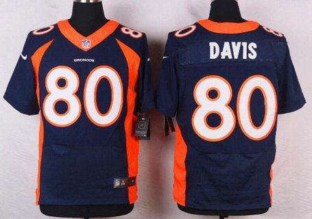 Men's Denver Broncos #80 Vernon Davis Navy Blue Alternate NFL Nike Elite Jersey