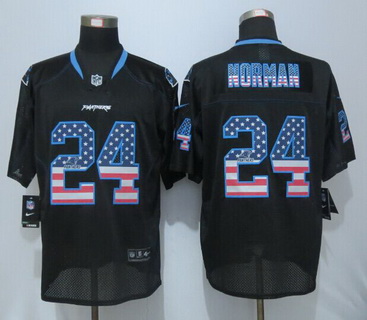 Men's Carolina Panthers #24 Josh Norman Black USA Flag Fashion NFL Nike Elite Jersey