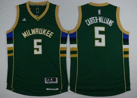 Men's Milwaukee Bucks #5 Michael Carter-Williams Revolution 30 Swingman 2015-16 Green Jersey