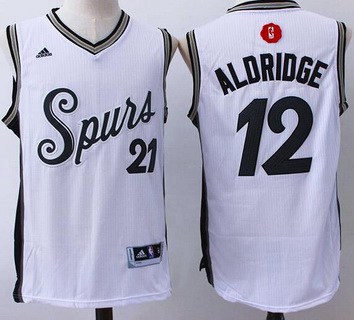 Men's San Antonio Spurs #12 LaMarcus Aldridge Revolution 30 Swingman 2015 Christmas Day White Jersey