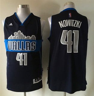 Men's Dallas Mavericks #41 Dirk Nowitzki Revolution 30 Swingman The City Navy Blue Jersey