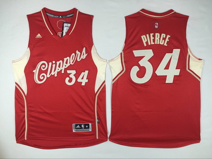 Men's Los Angeles Clippers #34 Paul Pierce Revolution 30 Swingman 2015 Christmas Day Red Jersey