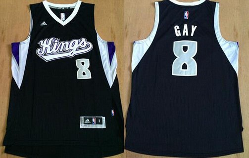 Men's Sacramento Kings #8 Rudy Gay Revolution 30 Swingman New Black Jersey