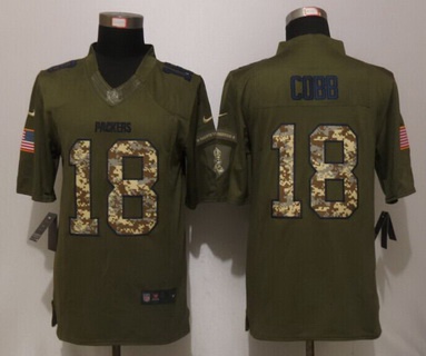 Men's Green Bay Packers #18 Randall Cobb Green Salute To Service 2015 NFL Nike Limited Jersey