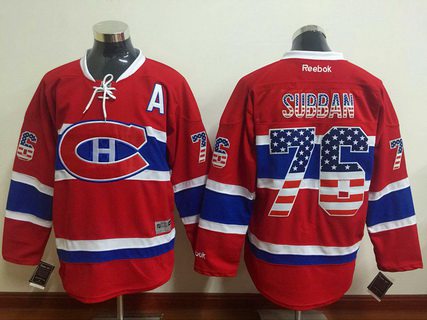 Men's Montreal Canadiens #76 PK Subban Red USA Flag Hockey Jersey