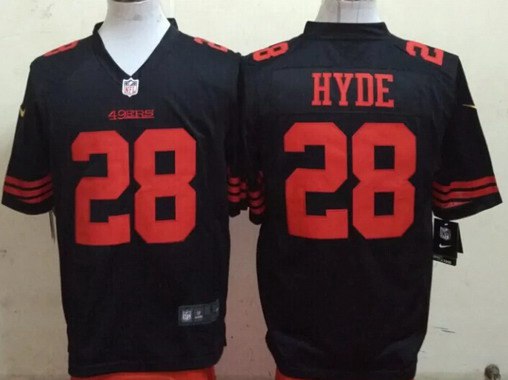 Men's San Francisco 49ers #28 Carlos Hyde Black Alternate 2015 NFL Nike Game Jersey