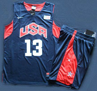 2012 Olympic USA Team #13 Chris Paul Blue Basketball Jerseys& Shorts Suit