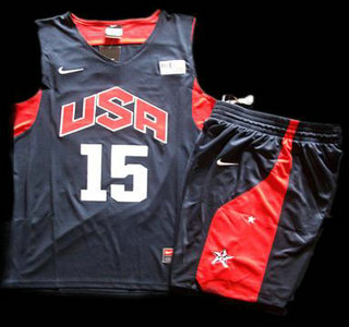 2012 Olympic USA Team #15 Carmelo Anthony Blue Basketball Jerseys & Shorts Suit