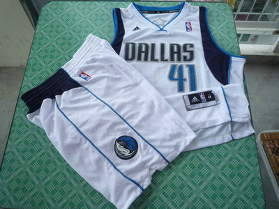 Dallas Mavericks 41 Dirk Nowitzki white swingman Basketball Suit