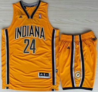 Indiana Pacers 24 Paul George Yellow Revolution 30 Swingman NBA Jerseys Shorts Suits