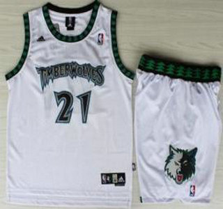 Minnesota Timberwolves #21 Kevin Garnett White Hardwood Classics Revolution 30 Jersey Short