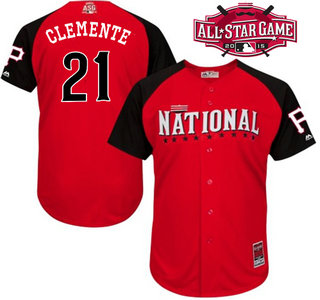 National League Pittsburgh Pirates #21 Roberto Clemente Red 2015 All-Star Game Player Jersey