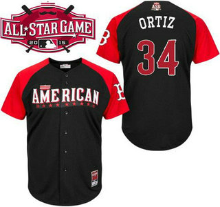 American League Boston Red Sox #34 David Ortiz Black 2015 All-Star Game Player Jersey