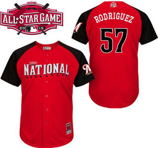 National League Milwaukee Brewers #57 Francisco Rodriguez 2015 MLB All-Star Red Jersey