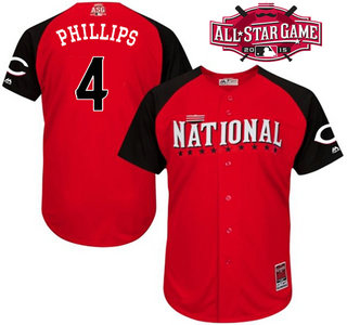 National League Cincinnati Reds #4 Brandon Phillips Red 2015 All-Star BP Jersey