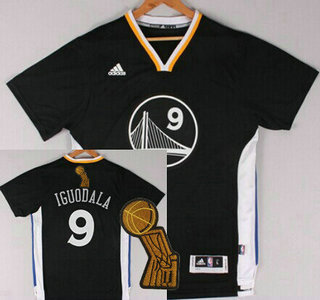 Golden State Warriors #9 Andre Iguodala Revolution 30 Swingman 2014 New Black Short-Sleeved Jersey With 2015 Finals Champions Patch Patch