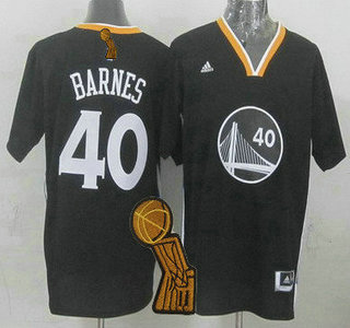 Golden State Warriors #40 Harrison Barnes Revolution 30 Swingman 2014 New Black Short-Sleeved Jersey With 2015 Finals Champions Patch