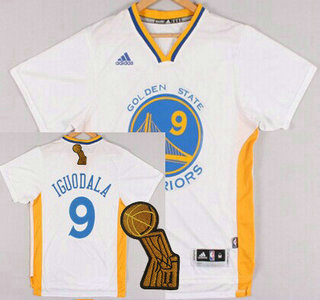 Golden State Warriors #9 Andre Iguodala Revolution 30 Swingman 2014 New White Short-Sleeved Jersey With 2015 Finals Champions Patch