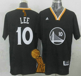 Golden State Warriors #10 David Lee Revolution 30 Swingman 2014 New Black Short-Sleeved Jersey With 2015 Finals Champions Patch