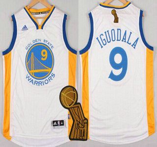 Golden State Warriors #9 Andre Iguodala Revolution 30 Swingman 2014 New White Jersey With 2015 Finals Champions Patch