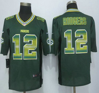 Green Bay Packers #12 Aaron Rodgers Green Strobe 2015 NFL Nike Fashion Jersey