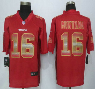 San Francisco 49ers #16 Joe Montana Red Strobe 2015 NFL Nike Fashion Jersey