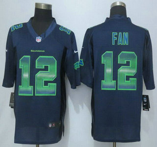 Seattle Seahawks #12 Fan Navy Blue Strobe 2015 NFL Nike Fashion Jersey