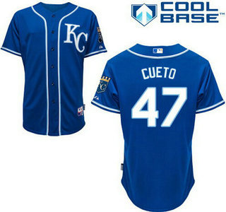 Kansas City Royals #47 Johnny Cueto Alternate Blue 2014 MLB Cool Base Jersey