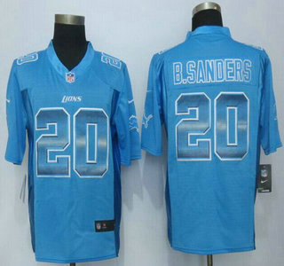 Detroit Lions #20 Barry Sanders Royal Blue Strobe 2015 NFL Nike Fashion Jersey