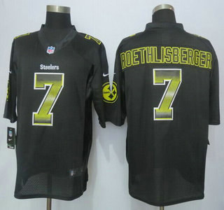 Pittsburgh Steelers #7 Ben Roethlisberger Black Strobe 2015 NFL Nike Fashion Jersey