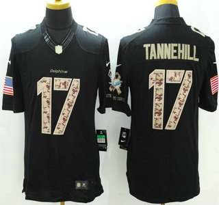 Miami Dolphins #17 Ryan Tannehill Nike Salute to Service Nike Black Limited Jersey