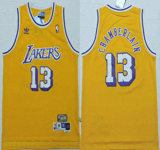 Los Angeles Lakers #13 Wilt Chamberlain 1996-97 Yellow Hardwood Classics Soul Swingman Throwback Jersey