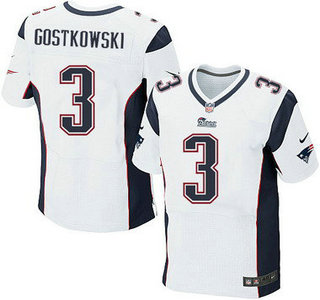 New England Patriots #3 Stephen Gostkowski White Road NFL Nike Elite Jersey