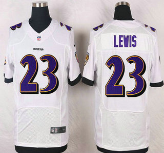 Baltimore Ravens #23 Kendrick Lewis White Road NFL Nike Elite Jersey