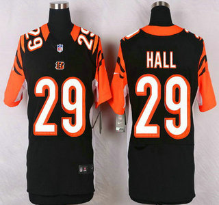 Cincinnati Bengals #29 Leon Hall Black Team Color NFL Nike Elite Jersey