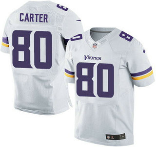 Minnesota Vikings #80 Cris Carter White Road NFL Nike Elite Jersey