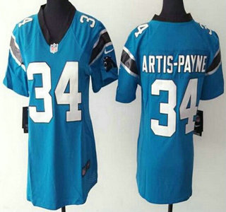 Women's Carolina Panthers #34 Cameron Artis-Payne Nike Light Blue Game Jersey