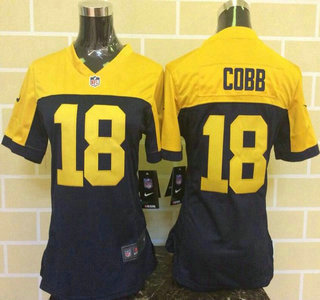 Women's Green Bay Packers #18 Randall Cobb Navy Blue With Gold NFL Nike Game Jersey