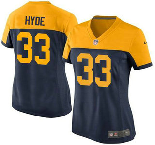 Women's Green Bay Packers #33 Micah Hyde Navy Blue With Gold NFL Nike Game Jersey